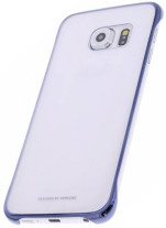 Луксозен твърд гръб ултра тънък кристално прозрачен оригинален EF-QG925 за Samsung Galaxy S6 EDGE G925 тъмно син кант